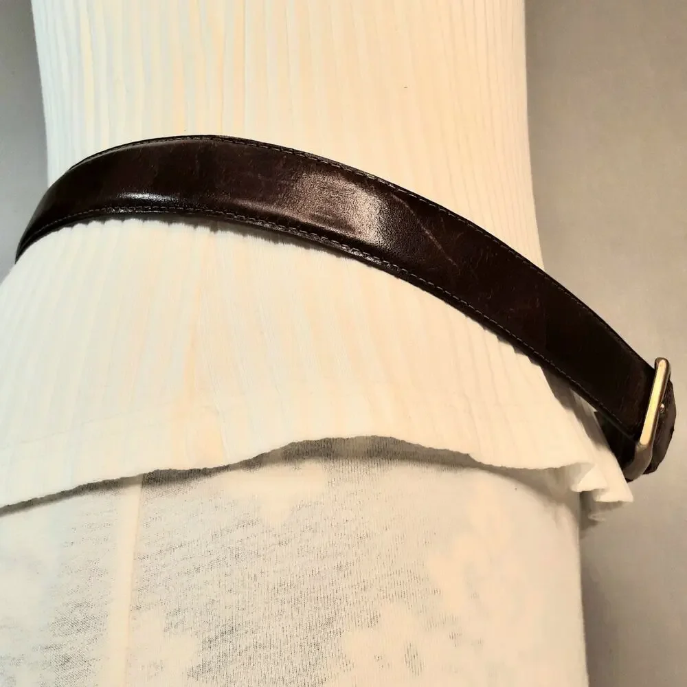 Torino Mens Anilline Kipskin Shoulders USA Brown Leather Belt Size 34 Vintage